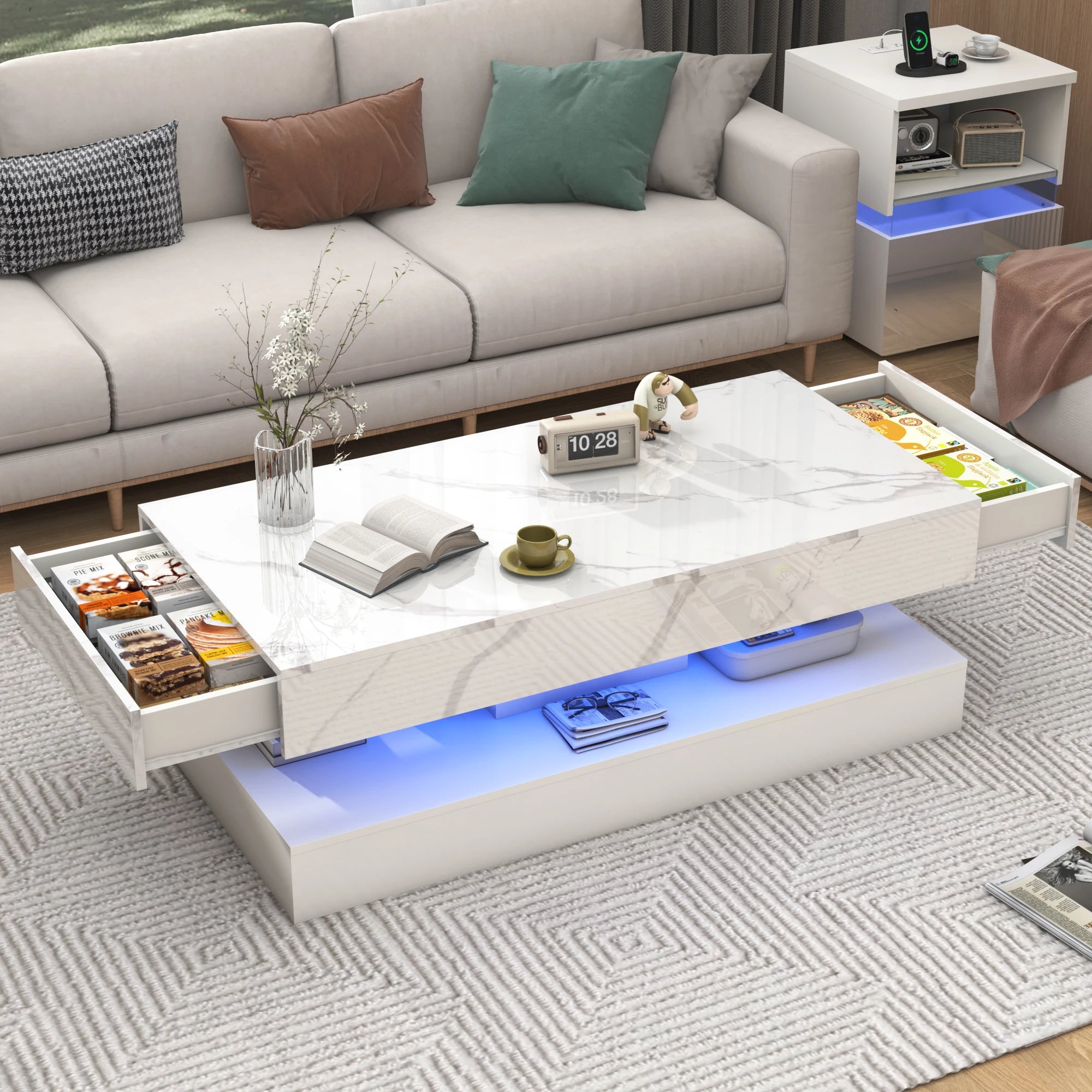 AeroGlow Modern LED Coffee Table