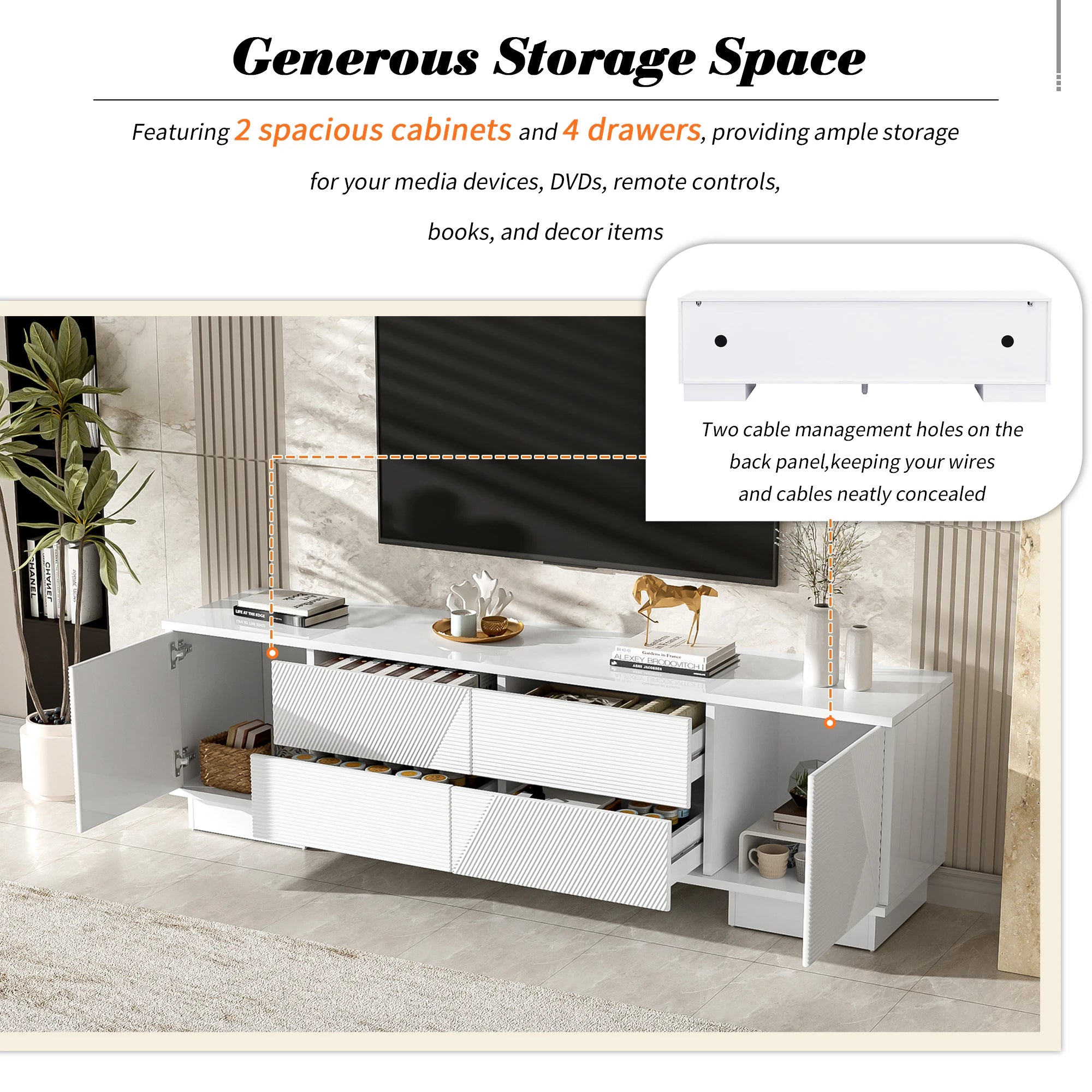 Modern Media Console with Storage