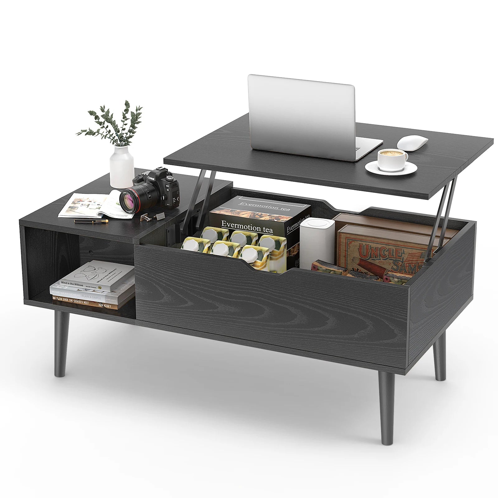 LiftTop Wood Coffee Table Hub